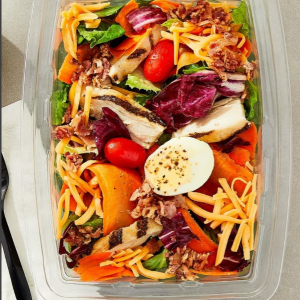 salad + chicken + bacon +drink